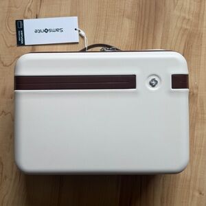 Samsonite Two-Tone White and Brown Train Case/Travel Bag